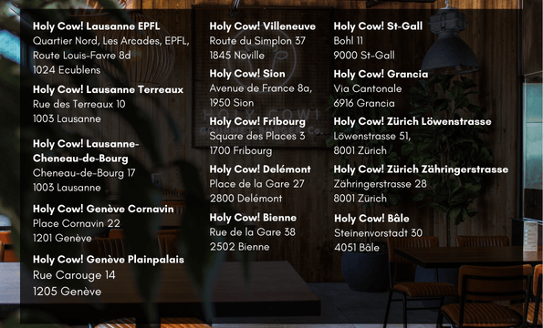 HOLY COW ! | 1 MENU acheté = 1 MENU offert (hors menu étudiant)